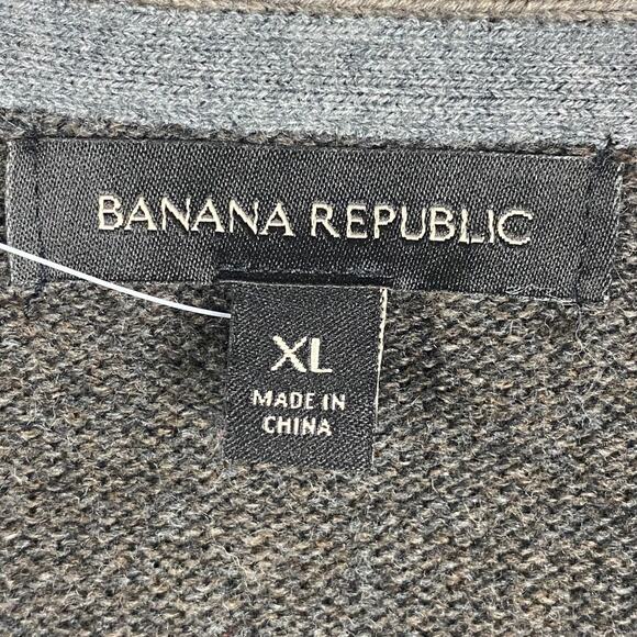 Banana Republic Mens Cardigan Size XL Wool Blend Gray Button Up Grandpa Preppy - Picture 4 of 10